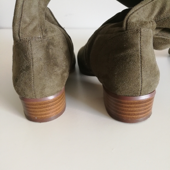 Nine West Olwynne Olive Green Suede Boots - Picture 3 of 5